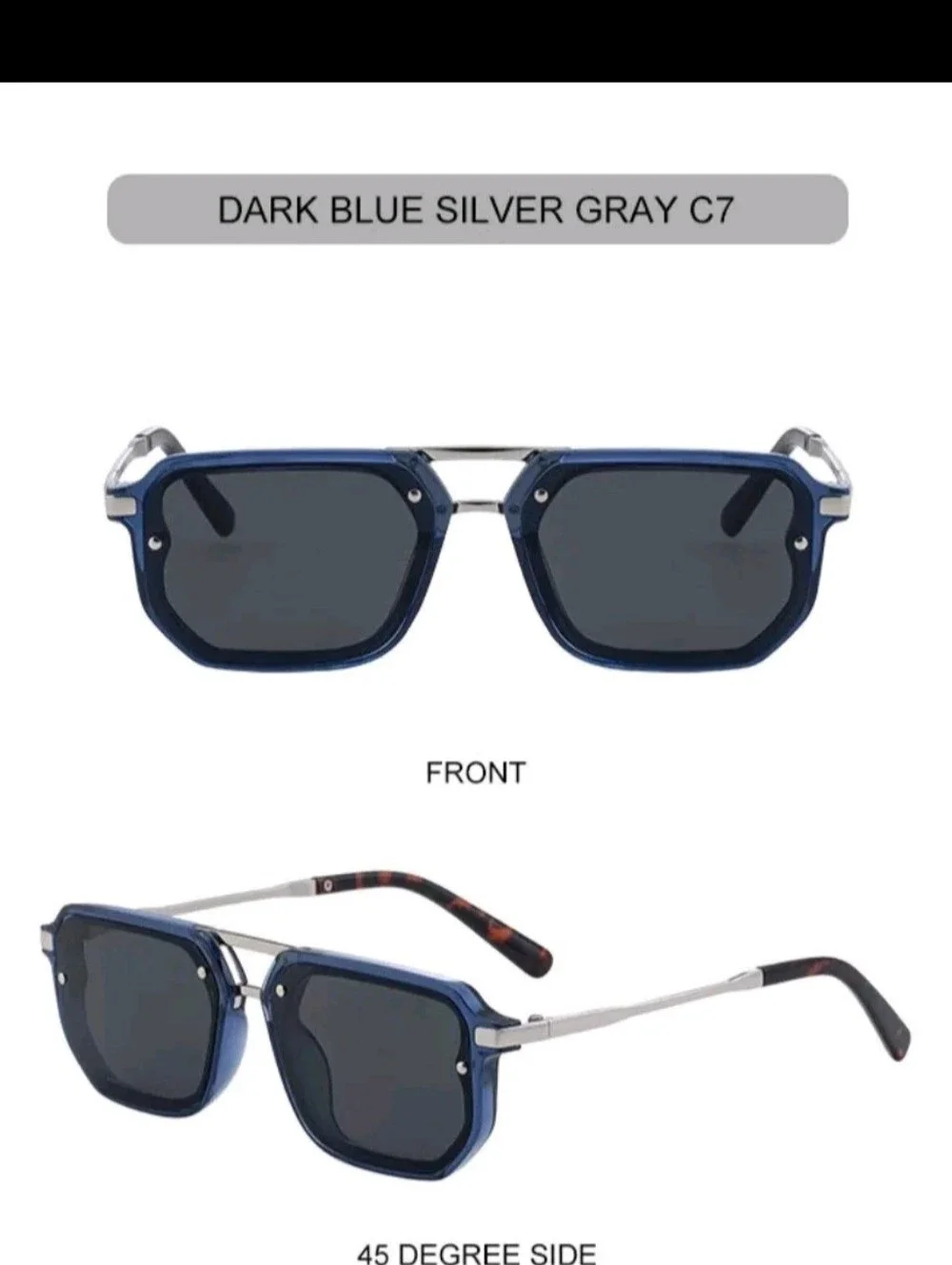 Men's Navy Blue Square Sunglasses - Polarized UV Protection